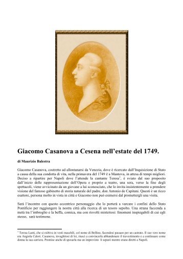 Maurizio Balestra, Giacomo Casanova a Cesena nell'estate
