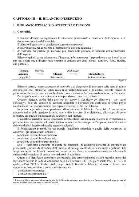 CAPITOLO III - IL BILANCIO D'ESERCIZIO - Meccanicamente