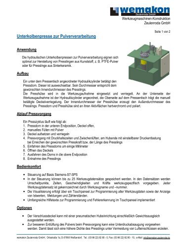 Kurzbeschreibung - wemakon Zeulenroda GmbH