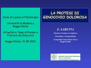 LA PROTESI DI GINOCCHIO DOLOROSA - Dott. Ettore Sabetta