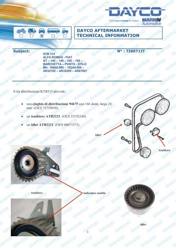 DAYCO AFTERMARKET TECHNICAL INFORMATION