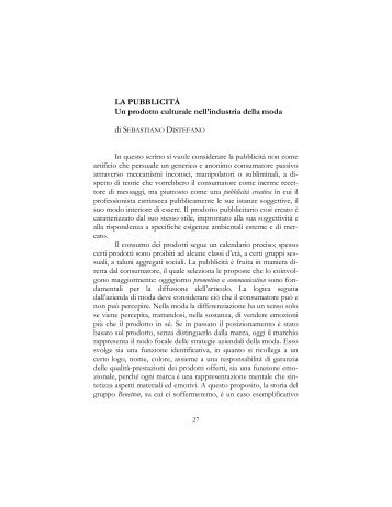 LA PUBBLICITÀ Un prodotto culturale nell'industria della ... - EDUCatt