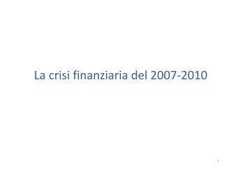 Appunti sulla crisi finanziaria