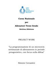 Corso Nazionale per Allenatori Terzo Grado PROJECT WORK “La ...