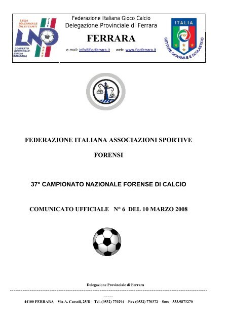 comunicato ufficiale n°6 - FIGC Ferrara
