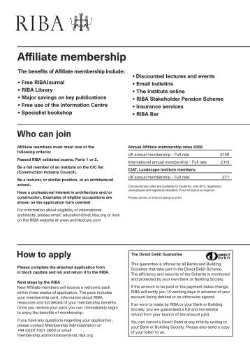 Affilate Application Form - Royal Institute of British Architects