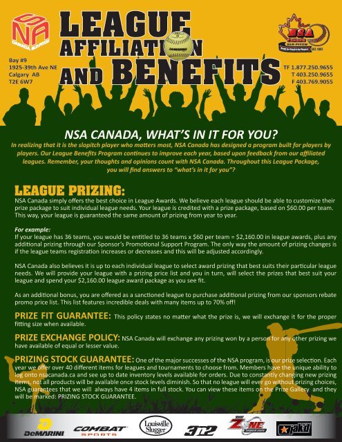 League Affiliation Info. - NSA Canada