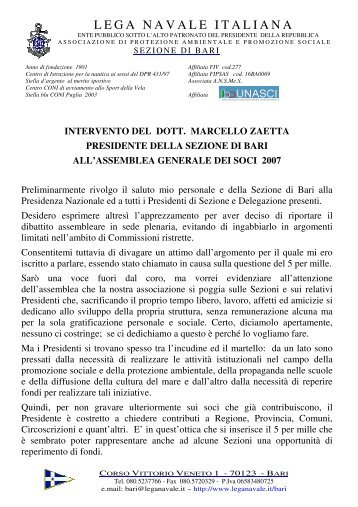 Intervento di Marcello Zaetta, Vice Presidente Area Sud UNASCI