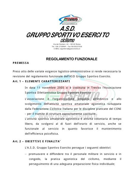 Regolamento - Gruppo Sportivo Esercito Italiano