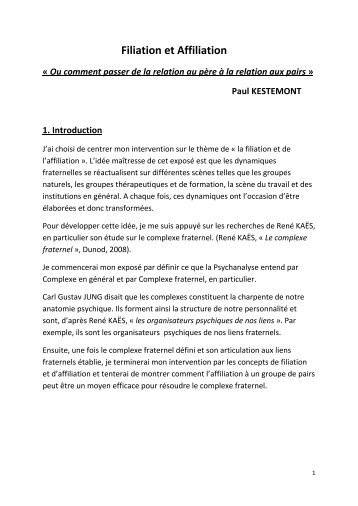 Filiation et Affiliation - SBSA