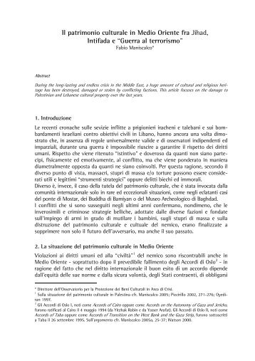 Il patrimonio culturale in Medio Oriente fra Jihad ... - web journal