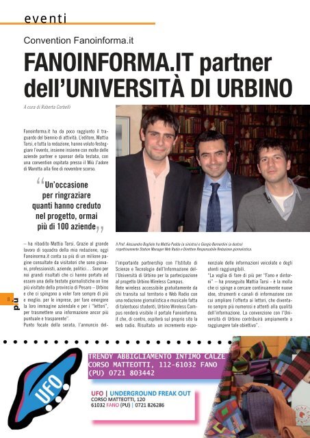 FANOINFORMA.IT partner dell'UNIVERSITÀ DI URBINO