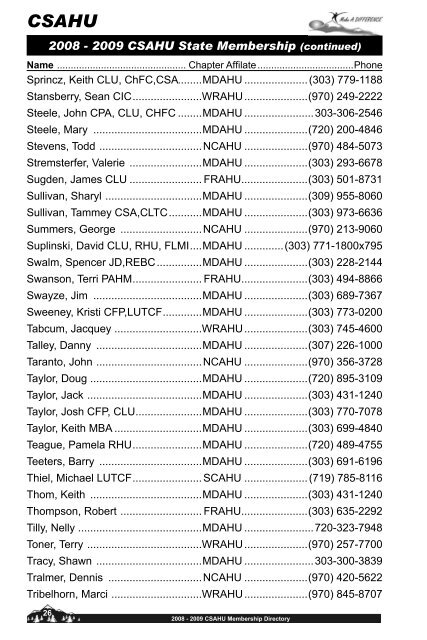 2008-2009 Membership Directory - Fairway Graphics, LLC