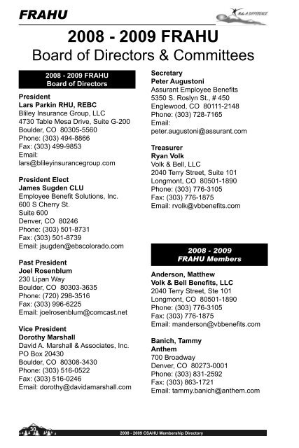 2008-2009 Membership Directory - Fairway Graphics, LLC