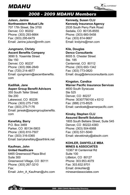 2008-2009 Membership Directory - Fairway Graphics, LLC