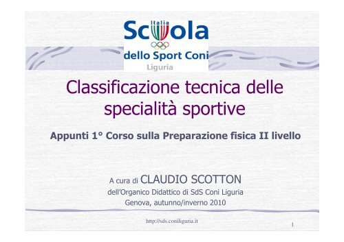 scotton classificazione tecnica specialita sportive.pdf - CONI Liguria