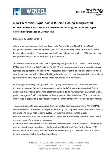 Download press release - Wenzel Elektronik GmbH