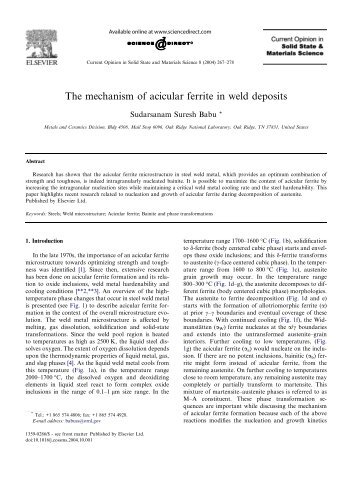 The mechanism of acicular ferrite in weld deposits