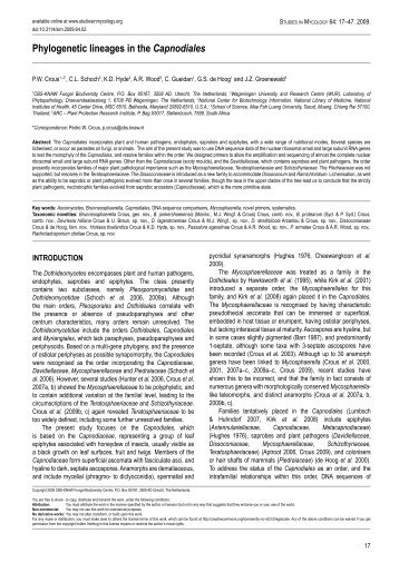 Phylogenetic lineages in the Capnodiales - Cbs - KNAW