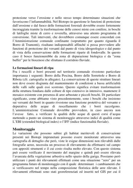 Valutazione floristico-vegetazionale - Comune di Impruneta