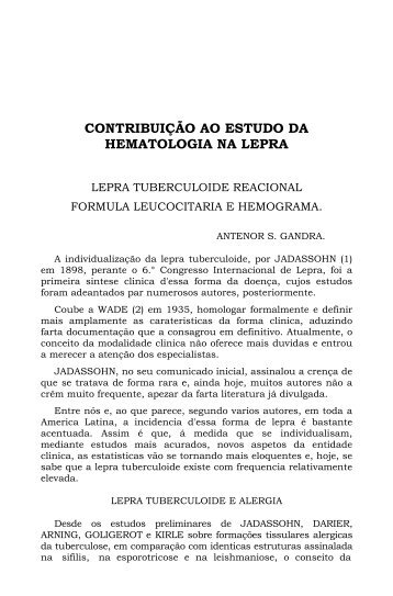 CONTRIBUIÇÃO AO ESTUDO DA HEMATOLOGIA NA LEPRA