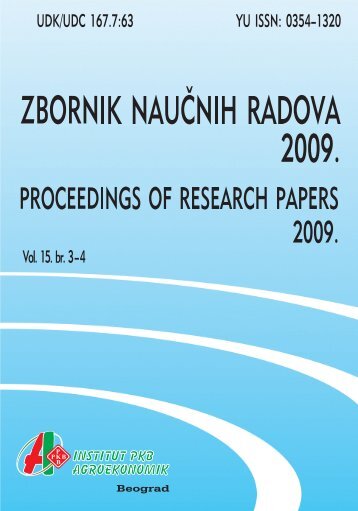 Zbornik naučnih radova 2009 vol_15_3-4 - PKB agroekonomik ...