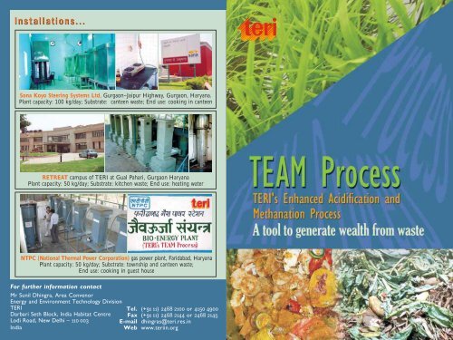 Biogas from kitchen waste - TERI