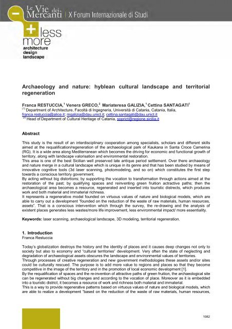 Archaeology and nature: hyblean cultural landscape and territorial ...