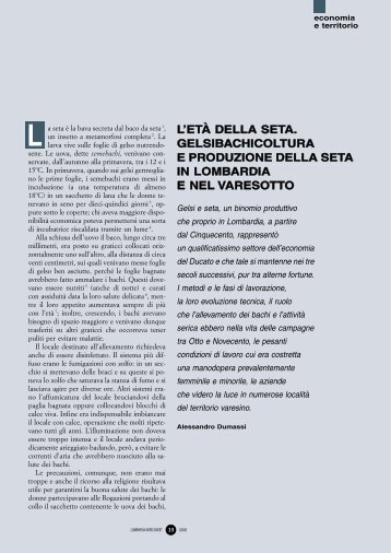 l'eta' della seta. gelsibachicoltura e produzione ... - CCIAA di Varese
