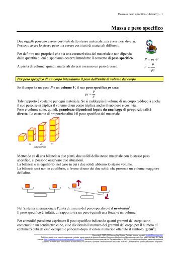 Massa e peso specifico - UbiMath