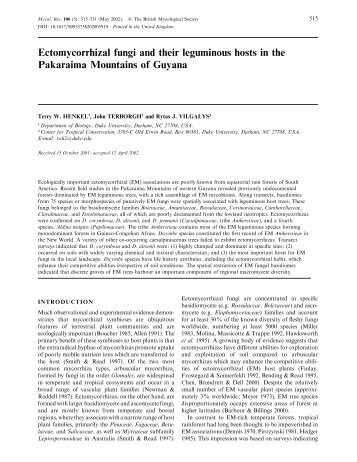 Ectomycorrhizal fungi and their leguminous hosts in the Pakaraima ...