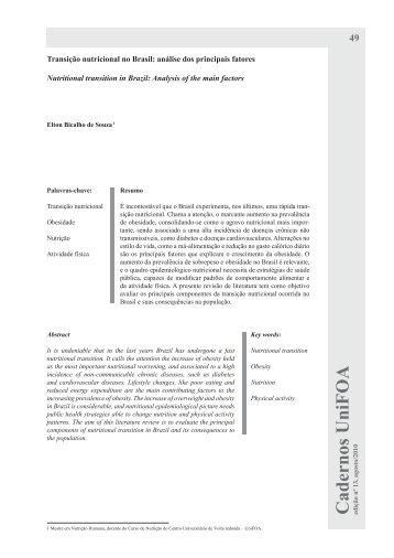 Transição nutricional no Brasil: análise dos principais fatores - UniFOA
