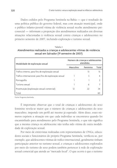 O setor turístico versus a exploração sexual na - Ministério do Turismo