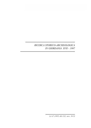 Ricerca storico-archeologica in Giordania XVII – 1997