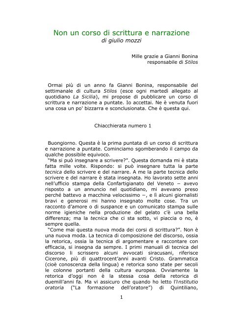 Non un corso di scrittura e narrazione - Questionario