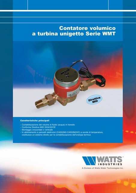 Contatore volumico a turbina unigetto Serie WMT - Watts Industries