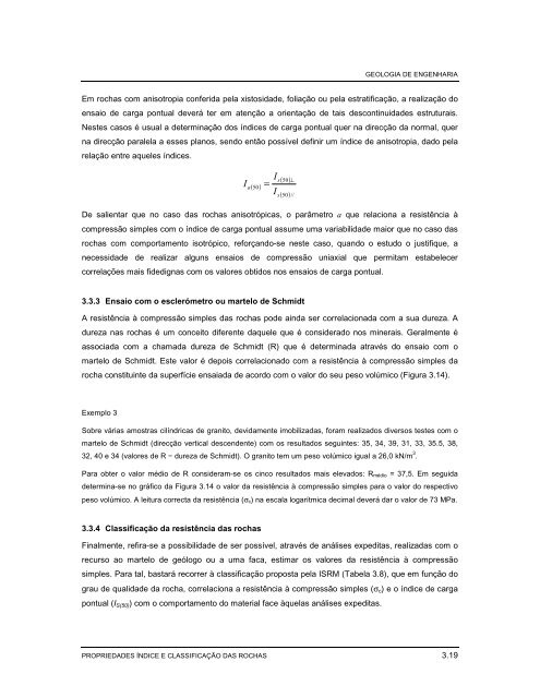 3. PROPRIEDADES ÍNDICE E CLASSIFICAÇÃO DAS ROCHAS