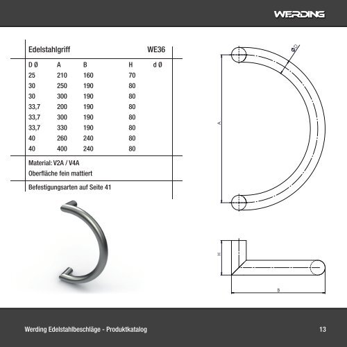 Türgriffe von Werding Edelstahlbeschläge - Produkt-Katalog 2012