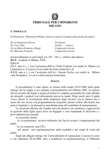 TRIBUNALE PER I MINORENNI MILANO - TribunaleMinoriMilano.it