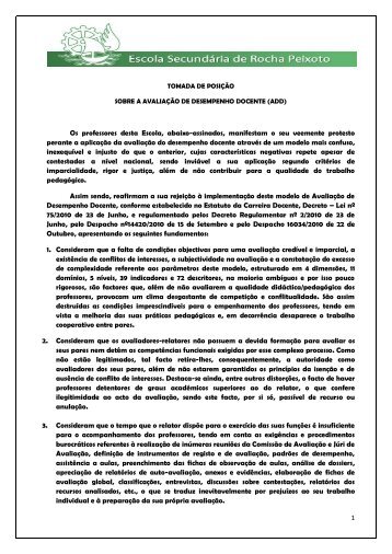 1 Os professores desta Escola, abaixo-assinados ... - Fenprof