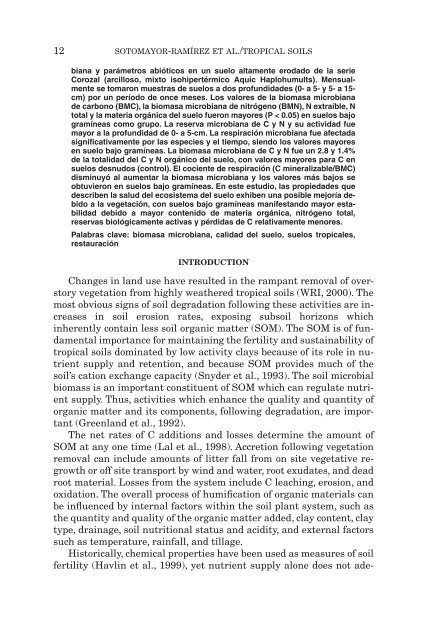 Vegetation influence on soil quality in a highly degraded tropical ...