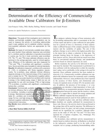 Determination of the Efficiency of Commercially Available Dose ...