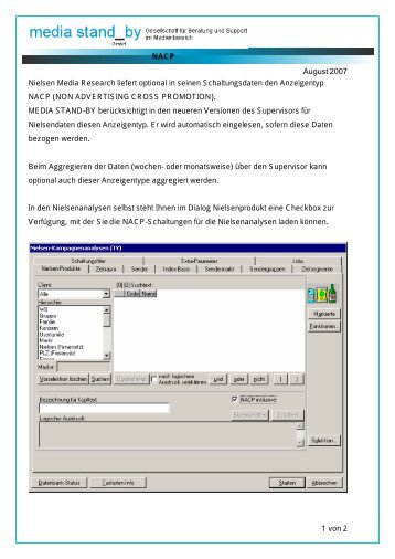 August 2007 1 von 2 NACP Nielsen Media Research liefert optional in