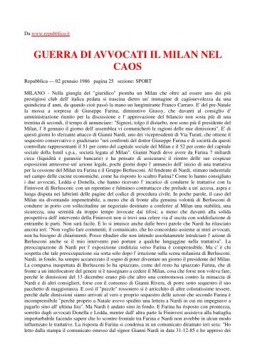 GUERRA DI AVVOCATI IL MILAN NEL CAOS - Magliarossonera.it