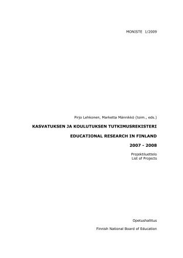 kasvatuksen ja koulutuksen tutkimusrekisteri ... - Opetushallitus