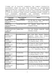 third list of selected candidates for various contractual - Arias