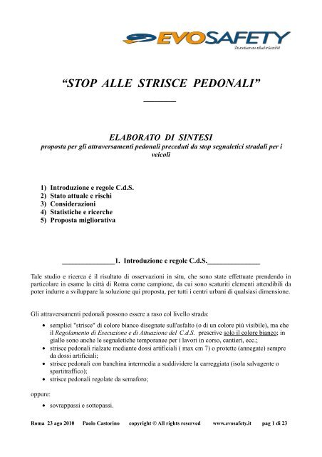 “STOP ALLE STRISCE PEDONALI”