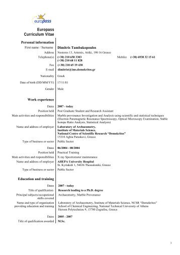 Europass Curriculum Vitae