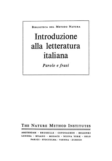 Introduzione alla letteratura italiana. Parole e frasi