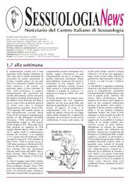 Notiziario del Centro Italiano di Sessuologia 1,7 alla settimana